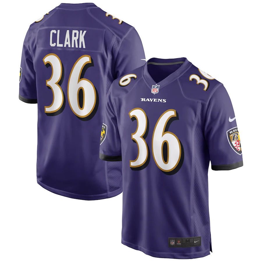 Cheap Men Baltimore Ravens 36 Chuck Clark Nike Purple Game NFL Jersey